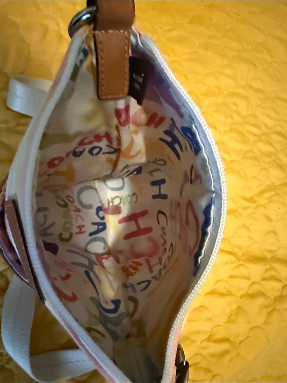 Coach Striped Pastel Canvas Crossbody in Pink, Blue, Green - Picture 2 of 2